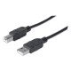 Manhattan Câble USB-A vers USB-B, 1,8 m, mâle à mâle, 480 Mbit/s (USB 2.0), noir, garantie à vie, équivalent à USB2HAB2M (sauf 20 cm plus court)