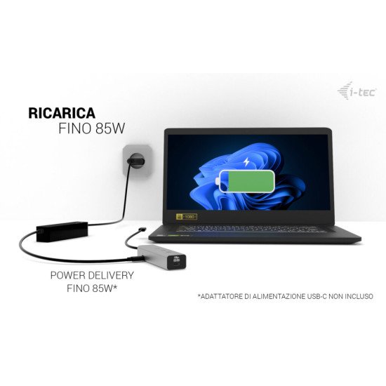 i-tec Metal USB-C Charging HUB 5port with USB-C video 8K + Power Delivery 85W