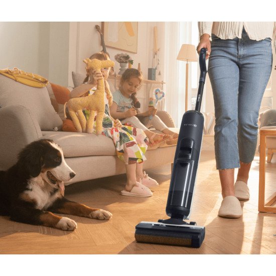 Tineco Floor One S6 Flashdry Pet Aspirateur balai Batterie Sec&humide HEPA Sans sac Noir, Bleu foncé, Gris 4 Ah Tineco Floor One S6 Flashdry Pet Aspirateur balai Batterie Sec&humide HEPA Sans sac Noir, Bleu foncé, Gris 4 Ah