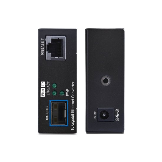 StarTech.com Convertisseur de Média Fibre Optique 10 GbE SFP+, 10 Gigabit Ethernet RJ-45 vers 10GBASE-X SFP+, Monomode, Multimode, Trames Jumbo 16K, Conforme TAA