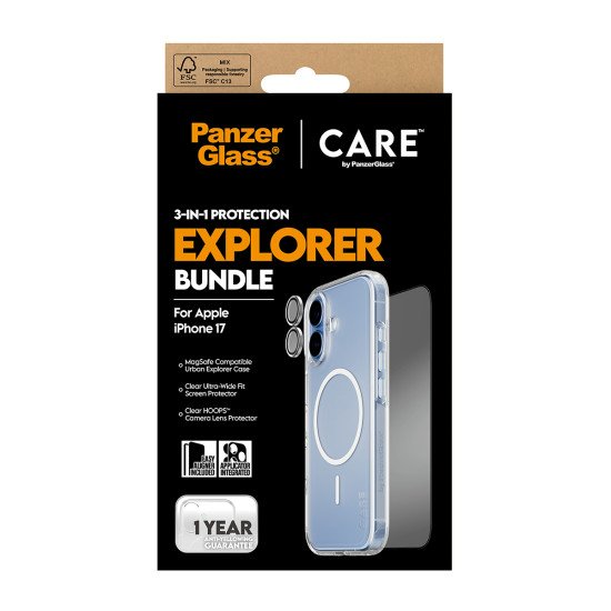 PanzerGlass ® | CARE by ® 3-in-1 Flagship Explorer Bundle iPhone 17 Protection d'écran transparent Apple 1 pièce(s)
