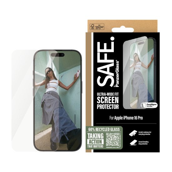 PanzerGlass SAFE. by ® Screen Protector iPhone 16 Pro | Ultra-Wide Fit Protection d'écran transparent Apple 1 pièce(s)