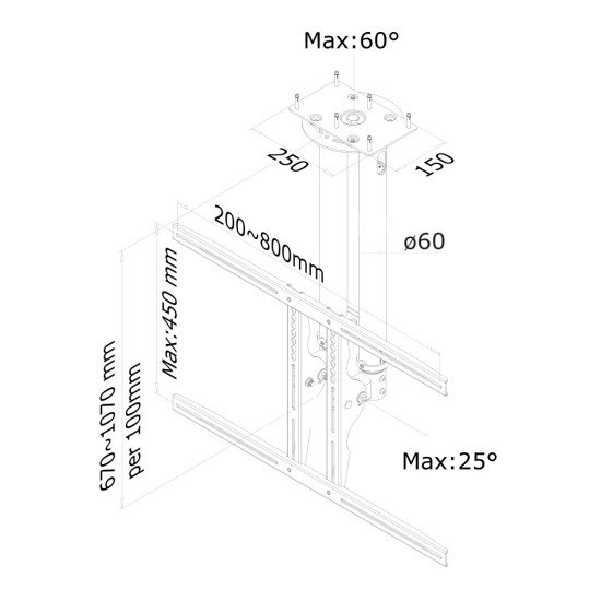 Newstar PLASMA-C100 Support de plafond écrans plat