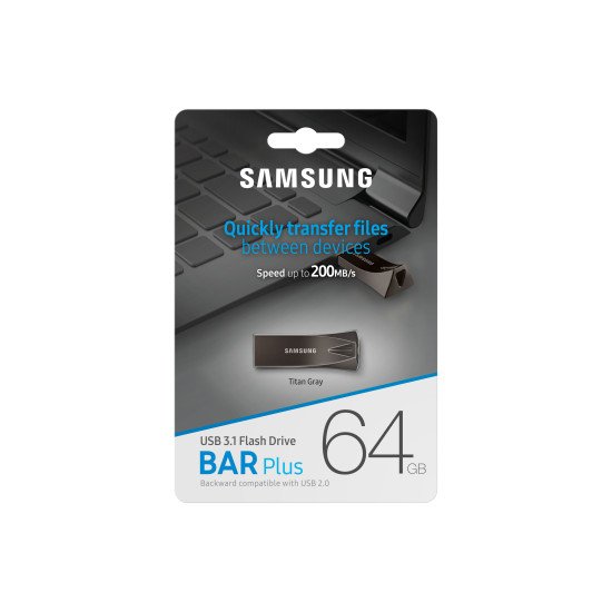 Samsung MUF-64BE lecteur USB flash 64 Go USB Type-A 3.2 Gen 1 (3.1 Gen 1) Gris, Titane