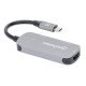 Manhattan Dock/hub USB-C, 3 ports : HDMI, USB-A, USB-C, avec Power Delivery (PD) 100 W - nécessite un chargeur USB-C externe (non inclus). Alimenté par USB (aucune alimentation externe requise) lorsque le PD n'est pas utilisé, aluminium