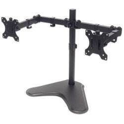 Manhattan Support de bureau double pour TV/moniteurs (Bras articulé), écrans 10" à 27", montage sur pied, Compatibilité VESA : 75x75 et 100x100 mm (vérifiez les dimensions des quatre trous de fixation à l'arrière), charge max. 8 kg par écran, no