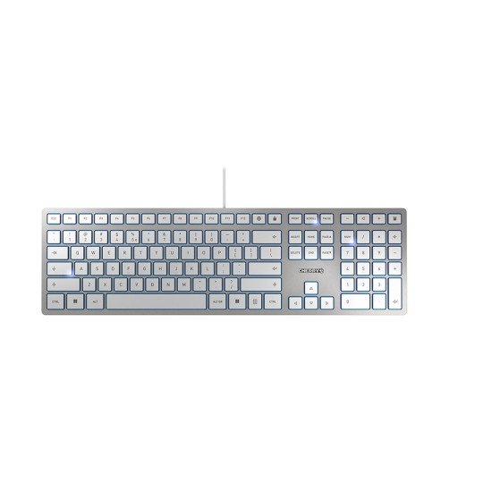 CHERRY KC 6000 Slim clavier USB Anglais américain Argent, Blanc