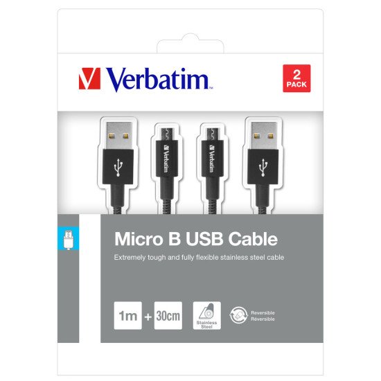 Verbatim 48875 câble USB 1 m USB 3.2 Gen 1 (3.1 Gen 1) Micro-USB A USB A Noir