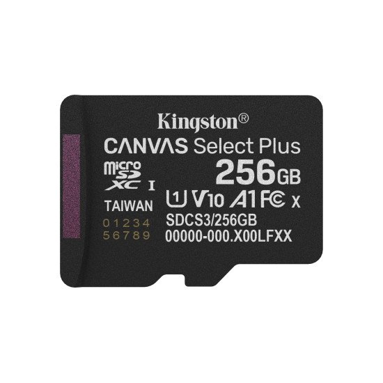 Kingston Technology 256GB microSDXC Canvas Select Plus Gen3 150MB/s A1 (Adaptateur SD inclus) Kingston Technology 256GB microSDXC Canvas Select Plus Gen3 150MB/s A1 (Adaptateur SD inclus)