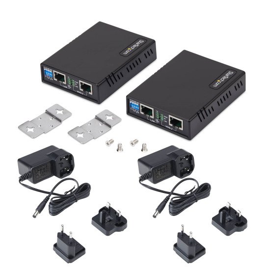 StarTech.com Kit d'Extension Ethernet VDSL2 sur Paire de Fils Unique, Répéteur LAN Longue Portée Jusqu'à 1km sur Ligne Téléphonique/CAT5e/CAT6, Jusqu'à 300 Mbps, Remplacement pour 110VDSLEXTEU - TAA