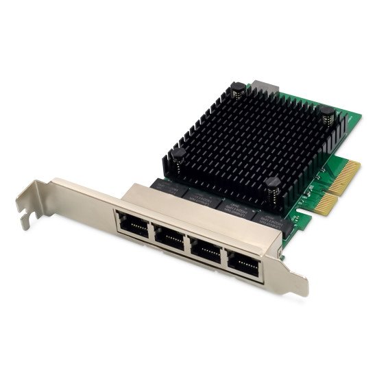 Digitus Carte d'interface réseau serveur RTL8125B, 4 ports RJ45, 2,5 Gbit