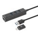 Manhattan Dock/hub combo USB-C & USB-A, 4 ports : Ethernet + 3x USB-A, 5 Gbit/s (USB 3.0), Alimenté par USB (aucune alimentation externe requise)