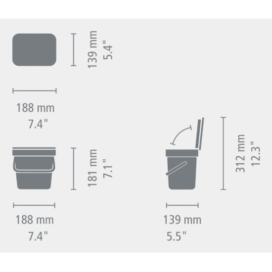 Brabantia Sort & Go 3 L Rectangulaire Plastique recyclé Rose