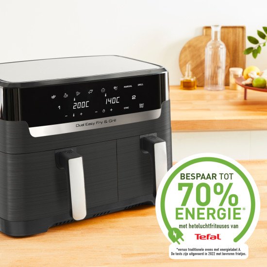 Tefal Dual Easy Fry & Grill EY905B Double 8,3 L Autonome 2700 W Friteuse d'air chaud Gris