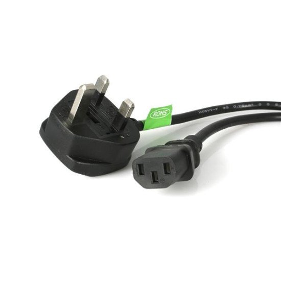 StarTech.com 3 Prong UK PC Power Cord Noir 1,8 m