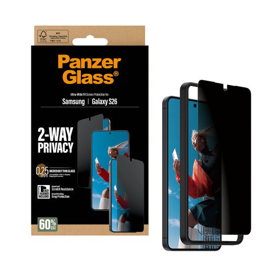 PanzerGlass ® 2-Way Privacy Screen Protector Samsung Galaxy S26 | Ultra-Wide Fit w. EasyAligner Protection d'écran transparent 1 pièce(s)