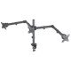 Manhattan Support de bureau triple pour TV/moniteurs, écrans 10" à 27", fixation à l'arrière par pince, Compatibilité VESA : 75x75 et 100x100 mm (vérifiez les dimensions des quatre trous de fixation à l'arrière), charge max. 7 kg par écran, noir