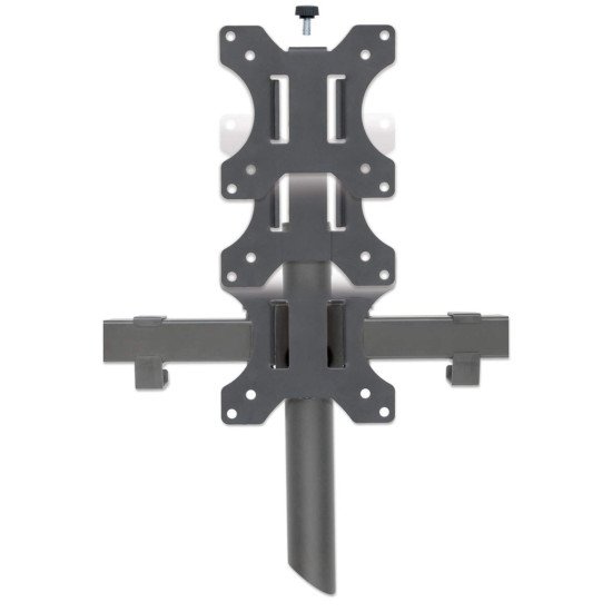 Manhattan Support de bureau triple pour TV/moniteurs, écrans 10" à 27", fixation à l'arrière par pince, Compatibilité VESA : 75x75 et 100x100 mm (vérifiez les dimensions des quatre trous de fixation à l'arrière), charge max. 7 kg par écran, noir