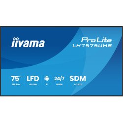 iiyama LH7575UHS-B2AG Écran d'affichage dynamique Écran plat de signalisation numérique 190,5 cm (75") LCD Wifi 500 cd/m² 4K Ultra HD Noir Intégré dans le processeur Android 11 24/7
