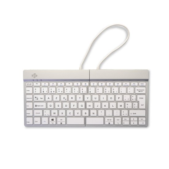 R-Go Tools Clavier ergonomique R-Go Split Break avec logiciel de pause, clavier ergonomique divisé, AZERTY (BE), bluetooth, blanc