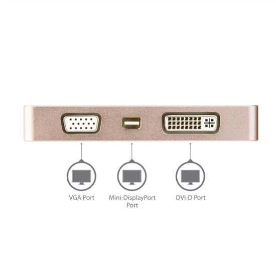 StarTech.com Adaptateur multiport USB-C - Or rose - 4-en-1 USB-C vers VGA, DVI, HDMI, ou Mini DisplayPort