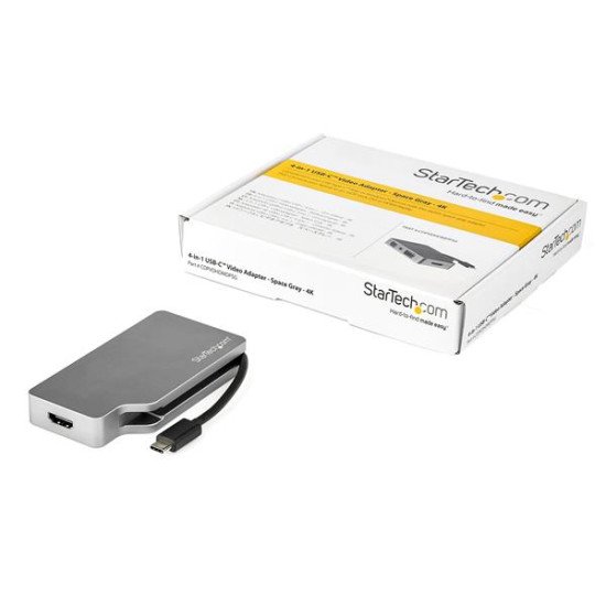 StarTech.com Adaptateur multiport USB-C - Gris sidéral - 4-en-1 USB-C vers VGA, DVI, HDMI, ou Mini DisplayPort