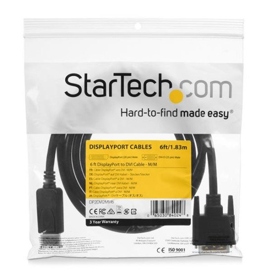 StarTech.com Câble Adaptateur DisplayPort vers DVI de 1,8 m - Convertisseur DP - 1920x1200