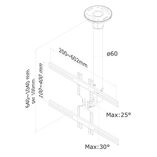 Newstar FPMA-C400SILVER Support de plafond écrans plat