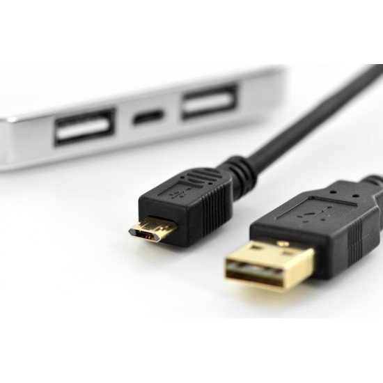 ASSMANN Electronic AK-300122-018-S câble USB 1,8 m 2.0 USB A Micro-USB B Noir
