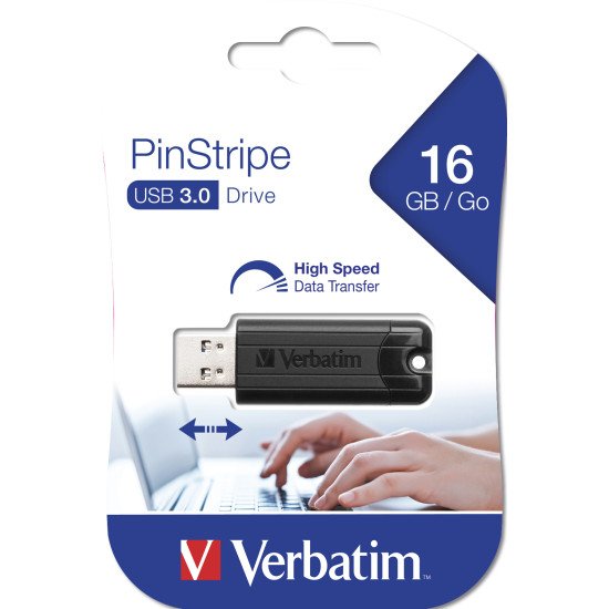 Verbatim PinStripe lecteur USB flash 16 Go USB Type-A 3.2 Gen 1 (3.1 Gen 1) Noir