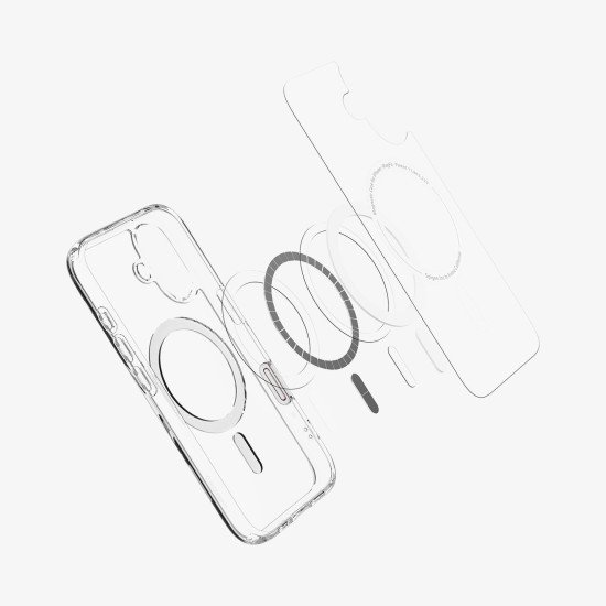 Spigen Ultra Hybrid T (MagFit + Camera Control) coque de protection pour téléphones portables 15,5 cm (6.1") Housse Transparent, Blanc