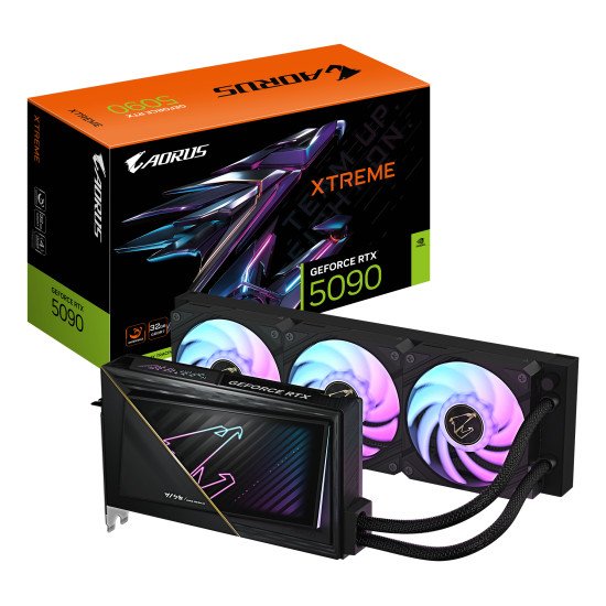 GIGABYTE AORUS GeForce RTX 5090 XTREME WATERFORCE 32G Carte Graphique - 32 Go GDDR7, 512 bits, PCI-E 5.0, 2655 MHz Fréquence du Cœur, 3 x DP 2.1a, 1 x HDMI 2.1b, NVIDIA DLSS 4, GV-N5090AORUSX W-32GD GIGABYTE AORUS GeForce RTX 5090 XTREME WATERFORCE 32G Carte Graphique - 32 Go GDDR7, 512 bits, PCI-E 5.0, 2655 MHz Fréquence du Cœur, 3 x DP 2.1a, 1 x HDMI 2.1b, NVIDIA DLSS 4, GV-N5090AORUSX W-32GD