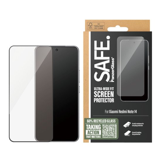 PanzerGlass SAFE. by ® Screen Protector w. Black Frame Xiaomi Redmi Note 14 | Ultra-Wide Fit Protection d'écran transparent 1 pièce(s) PanzerGlass SAFE. by ® Screen Protector w. Black Frame Xiaomi Redmi Note 14 | Ultra-Wide Fit Protection d'écran transparent 1 pièce(s)