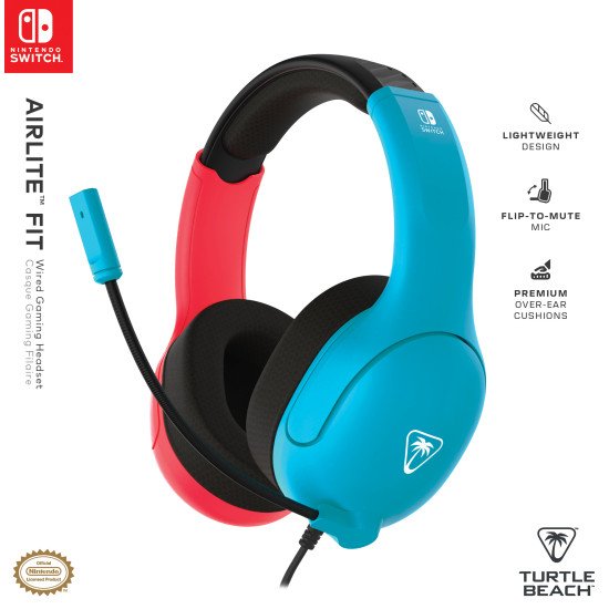 Turtle Beach Airlite Fit Casque Avec fil Arceau Jouer Noir, Bleu, Rouge Turtle Beach Airlite Fit Casque Avec fil Arceau Jouer Noir, Bleu, Rouge