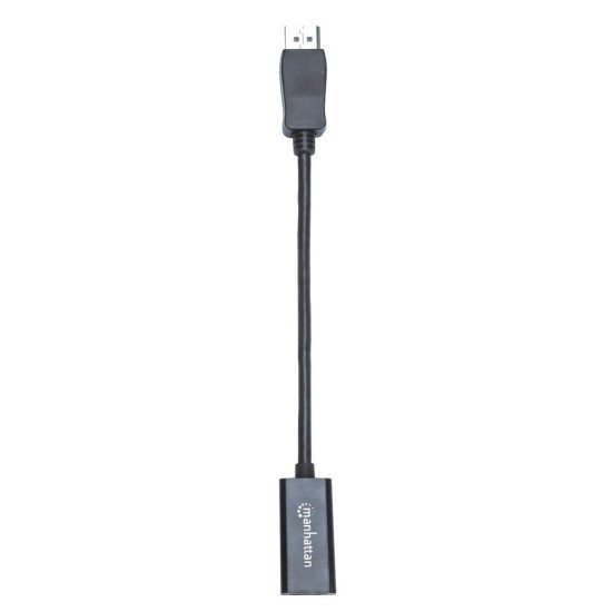 Manhattan Adaptateur câble DisplayPort 1.1 vers HDMI, 1080p à 60 Hz, mâle vers femelle, 15 cm, DP avec verrouillage, non bidirectionnel, noir, garantie 3 ans, équivalent à DP2HDMI