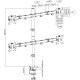 Manhattan Support de bureau quadruple pour TV/moniteurs, écrans 10" à 27", montage sur pied ou par pince, Compatibilité VESA : 75x75 et 100x100 mm (vérifiez les dimensions des quatre trous de fixation à l'arrière), charge max. 8 kg par écran, no