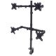 Manhattan Support de bureau quadruple pour TV/moniteurs, écrans 10" à 27", montage sur pied ou par pince, Compatibilité VESA : 75x75 et 100x100 mm (vérifiez les dimensions des quatre trous de fixation à l'arrière), charge max. 8 kg par écran, no