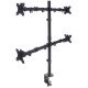 Manhattan Support de bureau quadruple pour TV/moniteurs, écrans 10" à 27", montage sur pied ou par pince, Compatibilité VESA : 75x75 et 100x100 mm (vérifiez les dimensions des quatre trous de fixation à l'arrière), charge max. 8 kg par écran, no