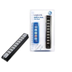 LogiLink UA0096 hub & concentrateur 480 Mbit/s Noir