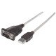 Manhattan Câble convertisseur USB-A vers série RS232/COM/DB9, 45 cm, puce Prolific PL-2303RA, noir/argent, garantie 3 ans, équivalent à ICUSB232V2