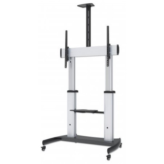 Manhattan Chariot pour TV/moniteurs, écrans 60"–100", Compatibilité VESA : de 200x200 à 800x600 mm (vérifiez les dimensions des quatre trous de fixation à l'arrière), charge max. 100 kg, hauteur 1200–1685 mm, LFD, support