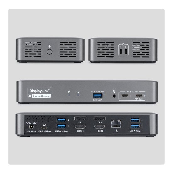 StarTech.com 194UE-USBC-SMARTDOCK station d'accueil Avec fil USB 3.2 Gen 2 (3.1 Gen 2) Type-C Gris
