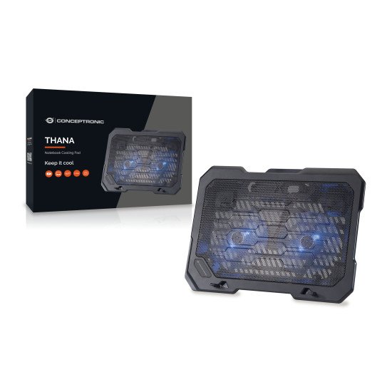 Conceptronic THANA01B système de refroidissement pour ordinateurs portables 39,6 cm (15.6") Noir