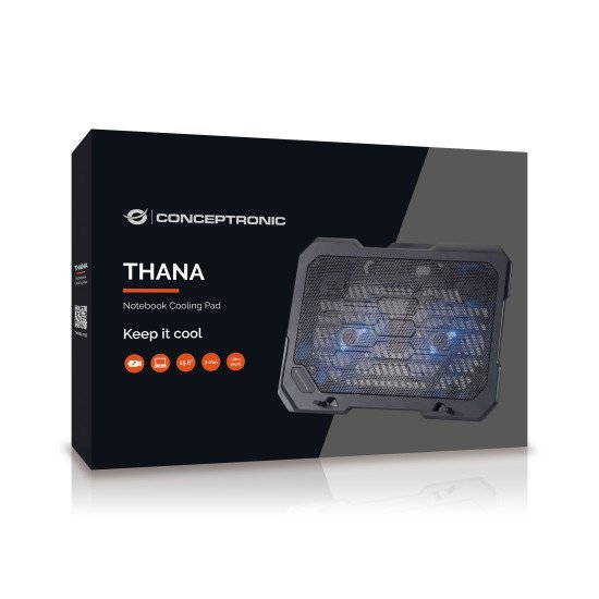Conceptronic THANA01B système de refroidissement pour ordinateurs portables 39,6 cm (15.6") Noir