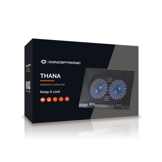 Conceptronic THANA02B système de refroidissement pour ordinateurs portables 43,2 cm (17") Noir