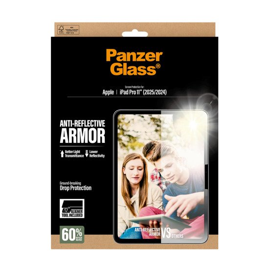 PanzerGlass ® Anti-Reflective Armor Screen Protector iPad Pro 11" (2024-2025) | Ultra-Wide Fit w. Fastfit tool Protection d'écran transparent Apple 1 pièce(s)