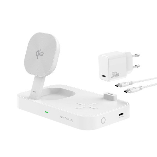 4smarts Qi2 Universel Blanc Secteur Recharge sans fil Charge rapide Intérieure