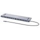 Manhattan Dock/hub USB-C avec lecteur de cartes: audio 3,5 mm, DisplayPort, Ethernet, 2x HDMI, 3x USB-A + 2x USB-C,avec PD 100W - nécessite un chargeur USB-C externe (non inclus).Alimenté par USB (aucune alimentation externe requise) lorsque le PD n'est p