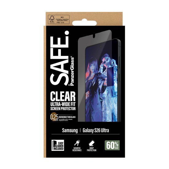 PanzerGlass SAFE. by ® Screen Protector Samsung Galaxy S26 Ultra | Ultra-Wide Fit w. EasyAligner Protection d'écran transparent 1 pièce(s)