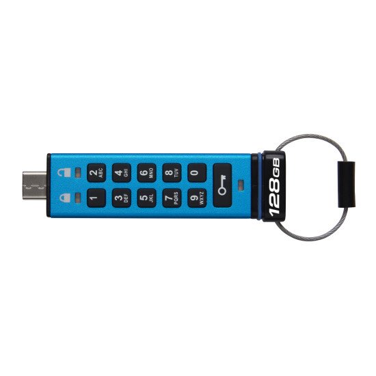 Kingston Technology IronKey Keypad 200 lecteur USB flash 128 Go USB Type-C 3.2 Gen 1 (3.1 Gen 1) Bleu